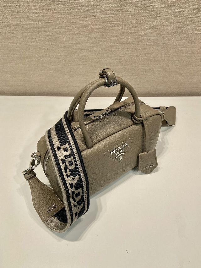 Prada original calfskin small handbag 1BB102 grey