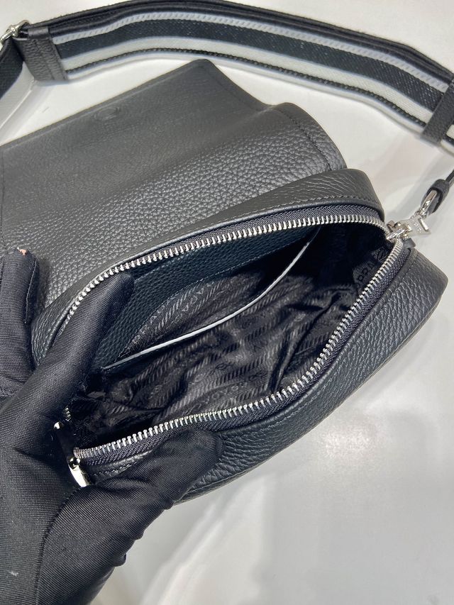 Prada original calfskin small shoulder bag 1BD332 black