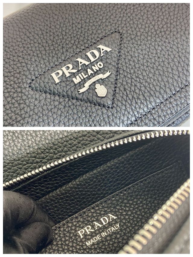 Prada original calfskin small shoulder bag 1BD332 black