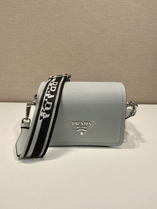 Prada original calfskin small shoulder bag 1BD332 light grey