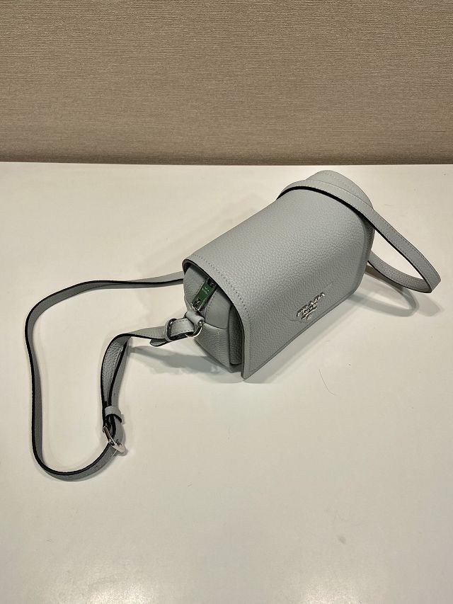 Prada original calfskin small shoulder bag 1BD332 light grey