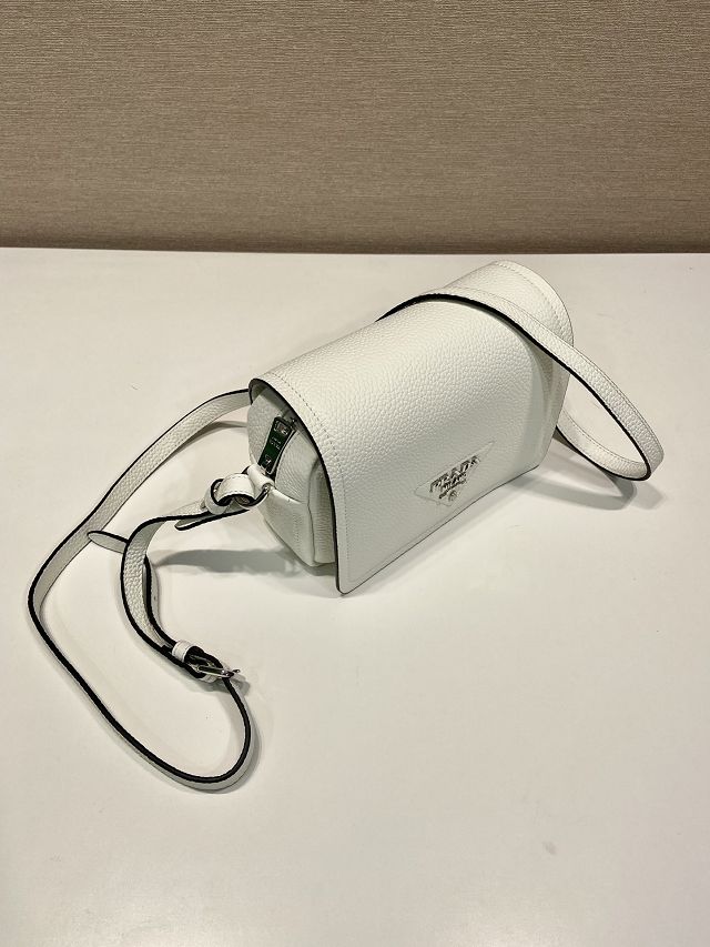 Prada original calfskin small shoulder bag 1BD332 white