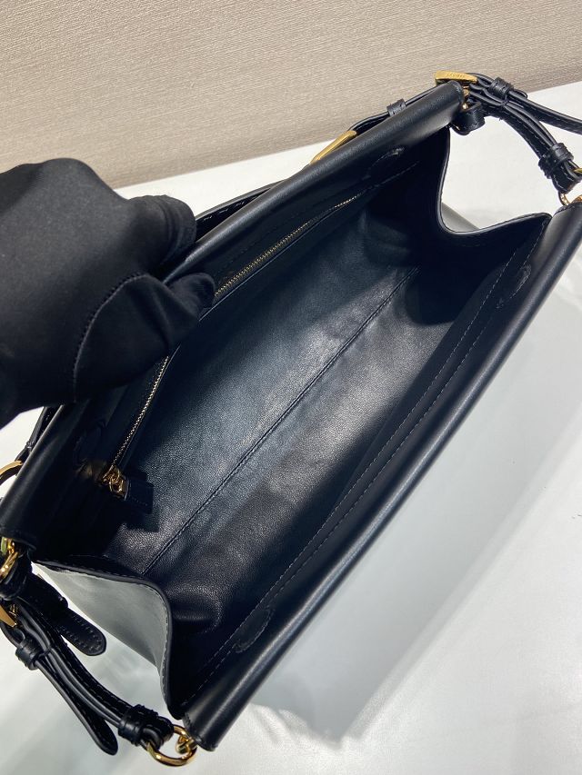 Prada original calfskin top handle bag 1BC262 black