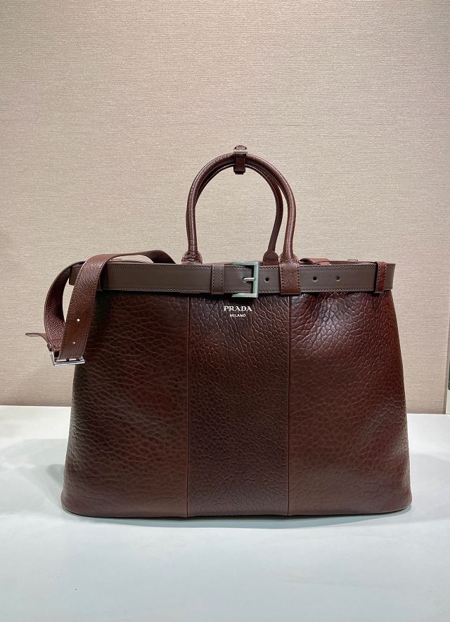 Prada original lambskin large tote bag with belt 1BG126 