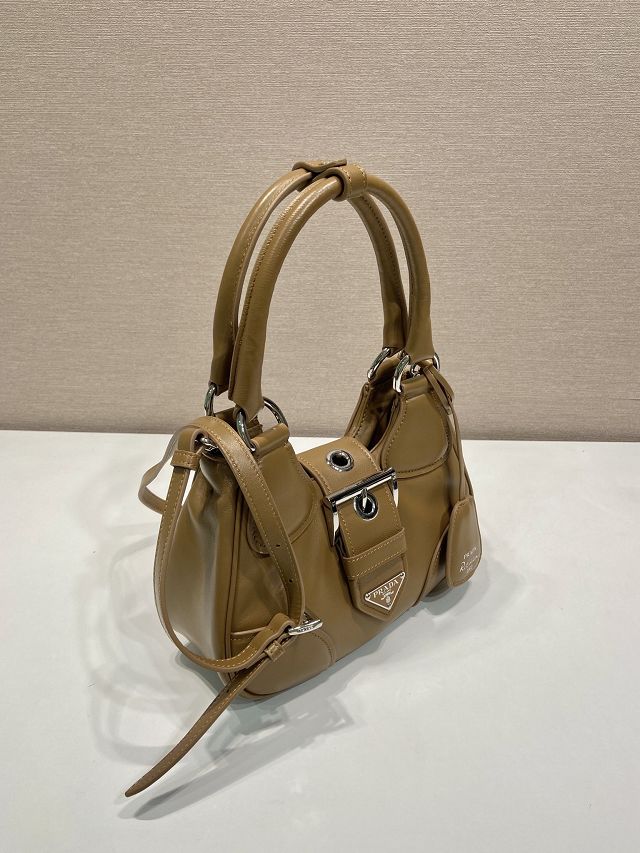 Prada original lambskin small top handle bag 1BA381 brown