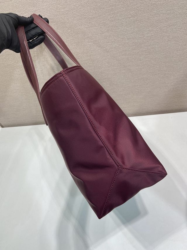 Prada original nylon medium tote bag 1BG555 bordeaux