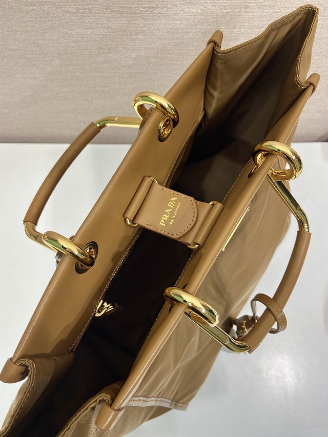 Prada original nylon medium tote bag 1BG561 brown