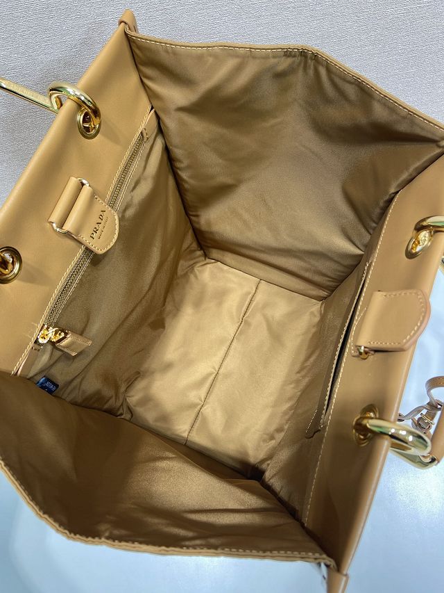 Prada original nylon medium tote bag 1BG561 brown