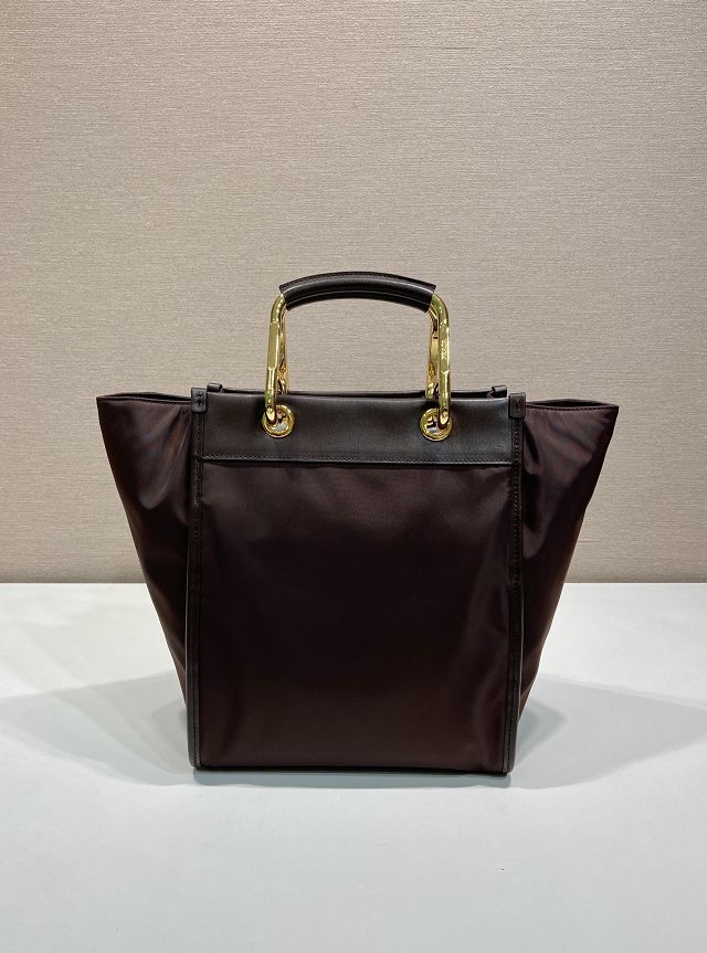 Prada original nylon tote bag 1BG578 dark brown