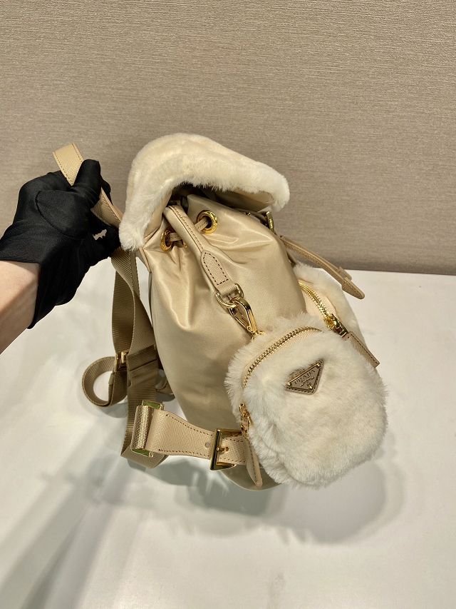 Prada original shearling backpack 1BZ074 beige