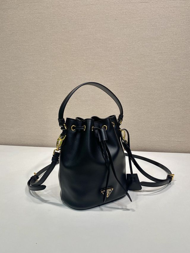 Prada original calfskin 1978 mini bucket bag 1BE067 black