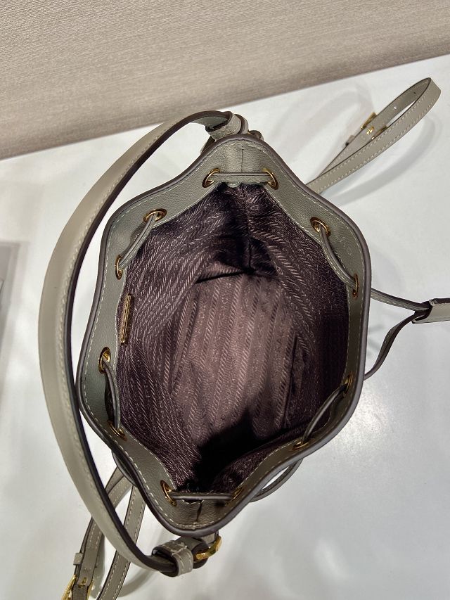 Prada original calfskin 1978 mini bucket bag 1BE067 grey