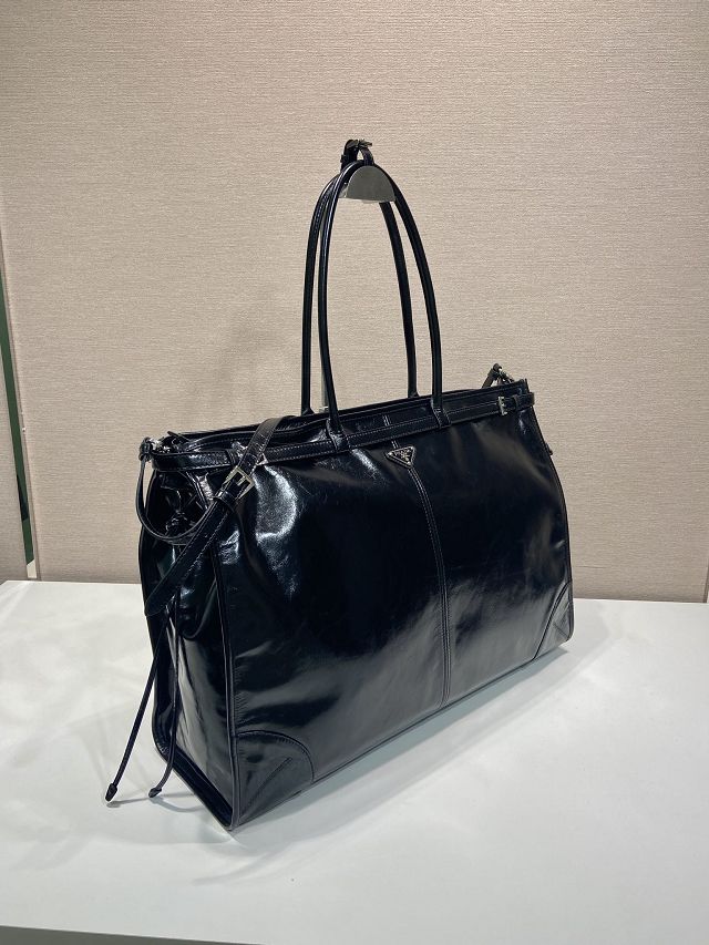 Prada original calfskin bonnie tote bag 2VG128 black