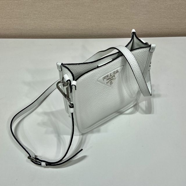 Prada original calfskin mini shoulder bag 1BH191 white