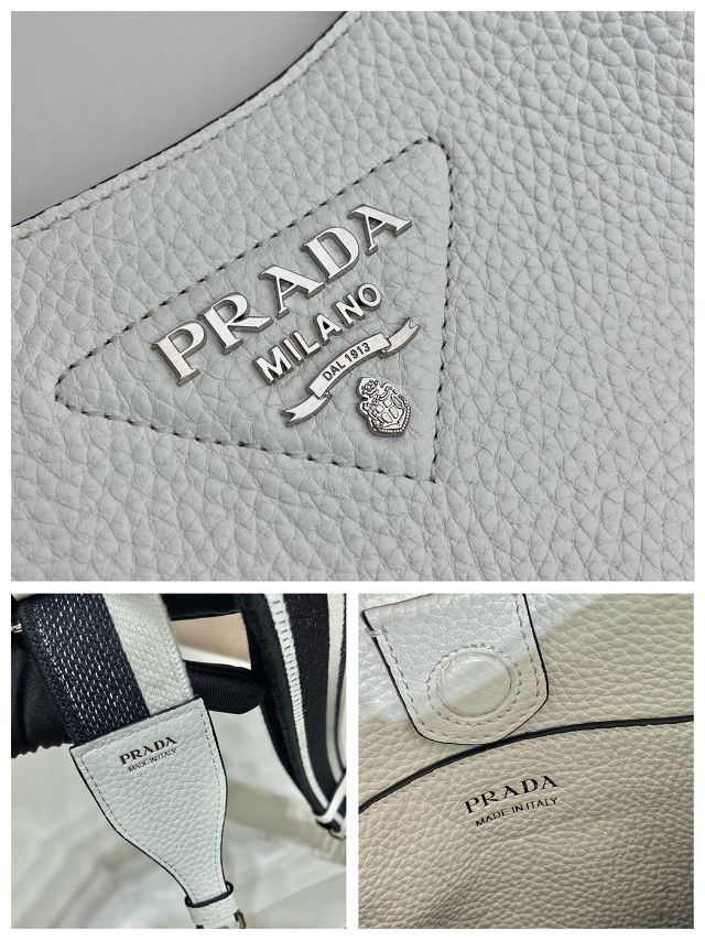 Prada original calfskin mini shoulder bag 1BH191 white