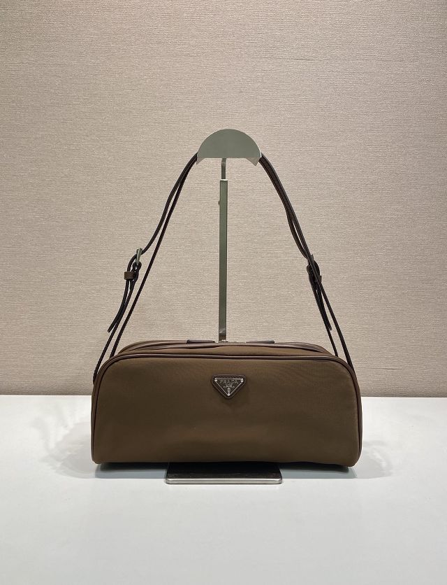 Prada original nylon shoulder bag 1BC249 brown