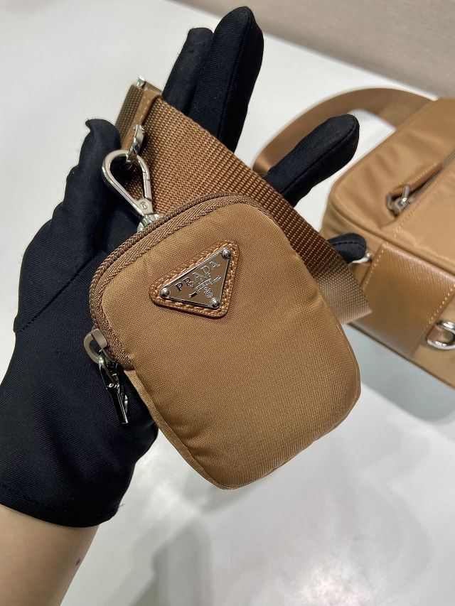 Prada original nylon small shoulder bag 1BC167 brown
