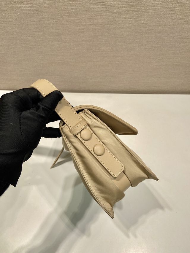 Prada original nylon traveller small shoulder bag 1BD258 apricot