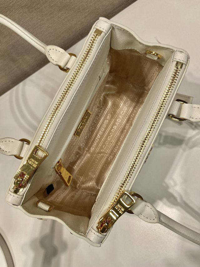 Prada original saffiano calfskin galleria mini bag 1BA906A white