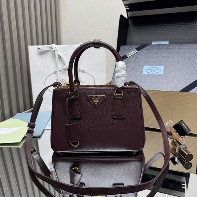 Prada original saffiano calfskin galleria small bag 1BA896 burgundy