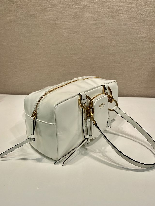 Prada original calfskin medium shoulder bag 1BB138 white