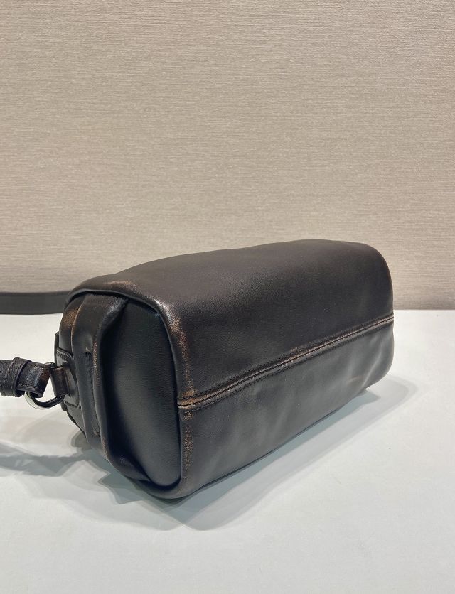 Prada original calfskin shoulder bag 2VH188 dark brown