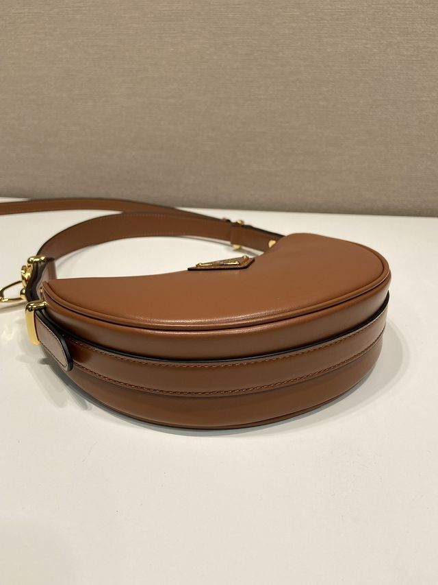 Prada original calfskin arque mini shoulder bag 1BC199 brown