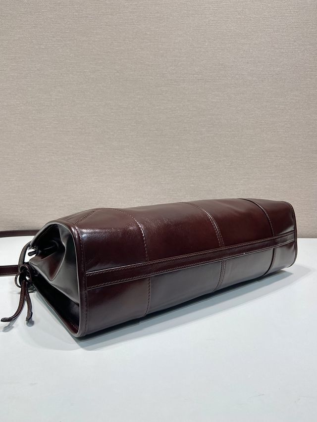 Prada original calfskin bonnie large tote bag 1BA433 burgundy