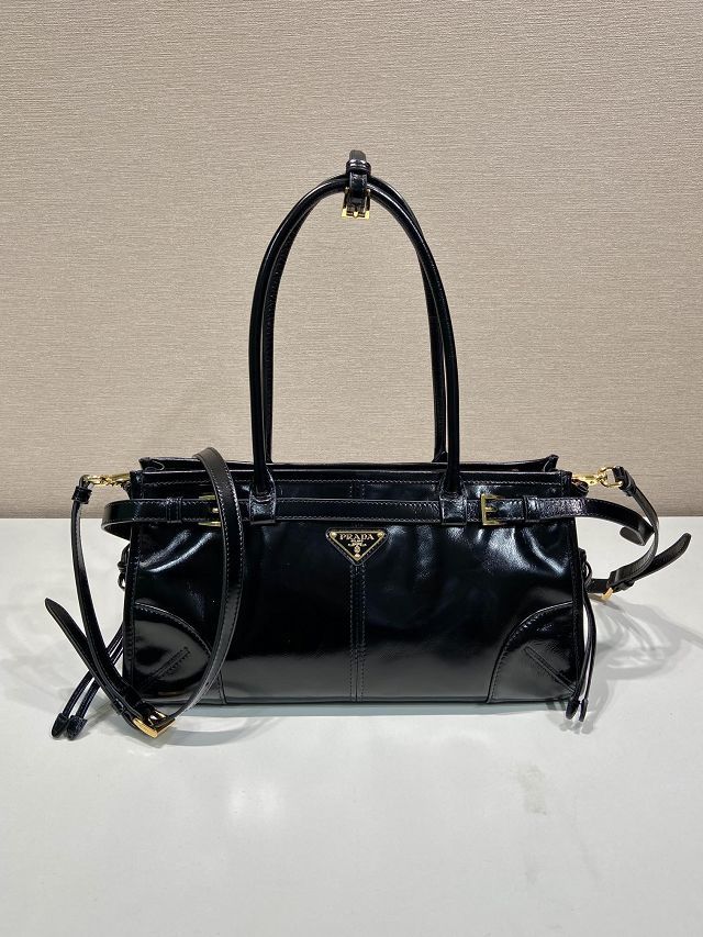 Prada original calfskin bonnie medium tote bag 1BA426 black