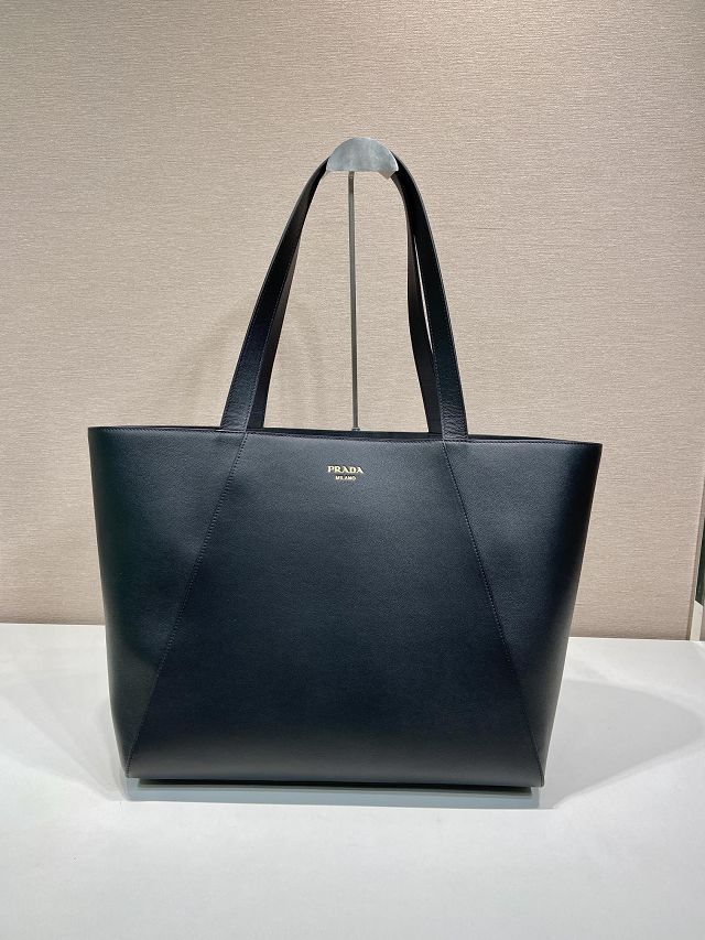 Prada original calfskin large tote bag 2VG123 black