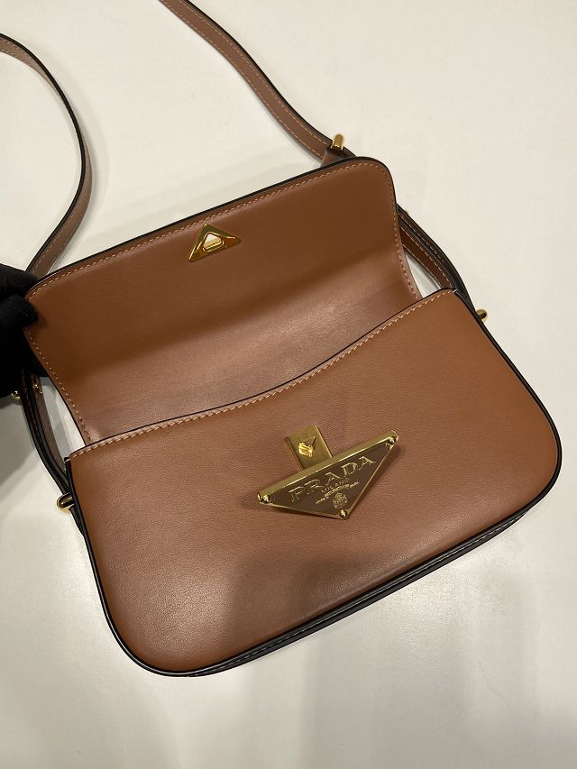 Prada original calfskin mini shoulder bag 1BD339 brown