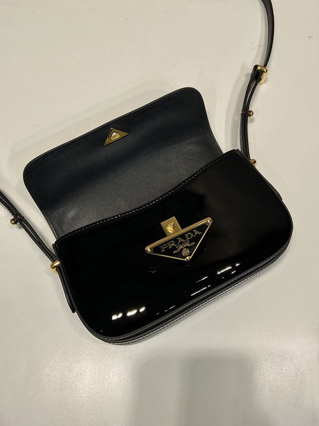 Prada original patent calfskin mini shoulder bag 1BD339 black
