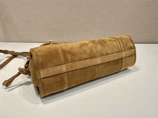 Prada original suede bonnie medium tote bag 1BA426 brown