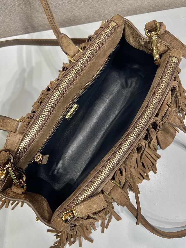 Prada original suede calfskin galleria medium bag 1BA457 brown