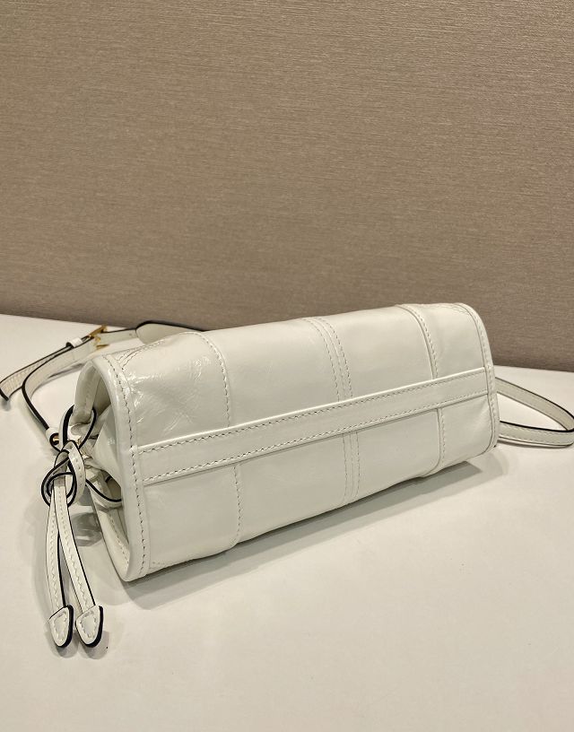 Prada original calfskin bonnie mini tote bag 1BA486 white