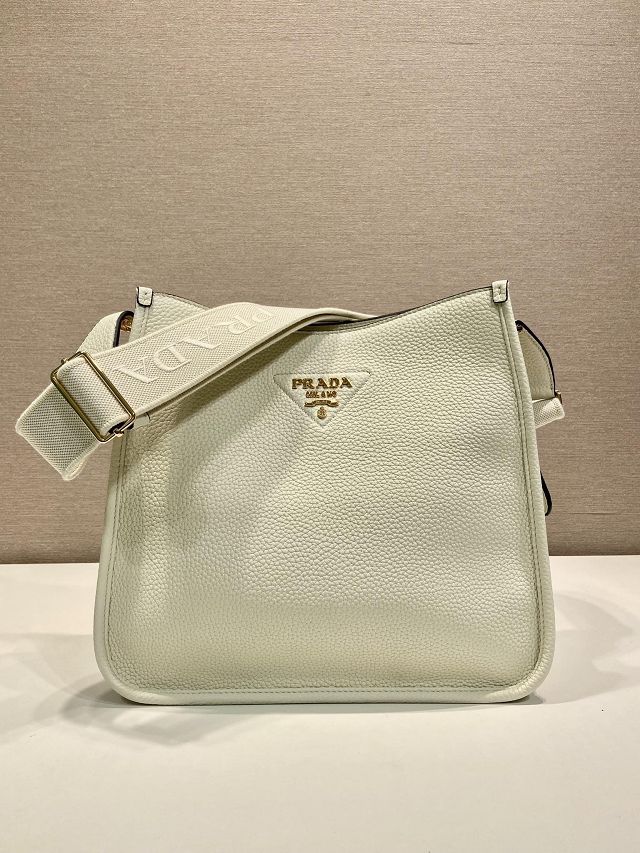 Prada original calfskin large shoulder bag 1BC073 white