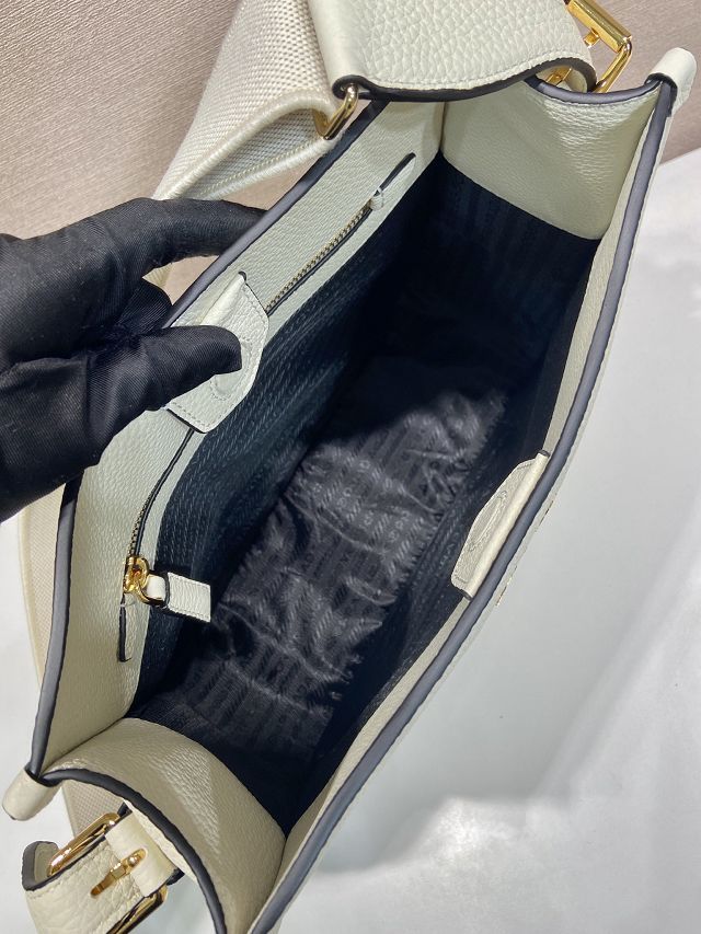 Prada original calfskin large shoulder bag 1BC073 white