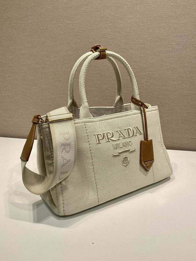 Prada original canvas jardiniere medium handbag 1BG554 white
