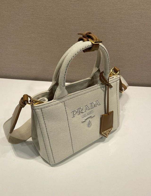 Prada original canvas jardiniere mini handbag 1BA038 white