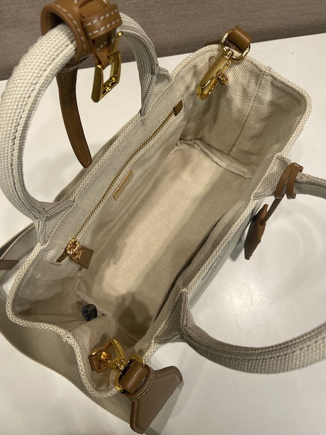 Prada original canvas jardiniere mini handbag 1BA038 white