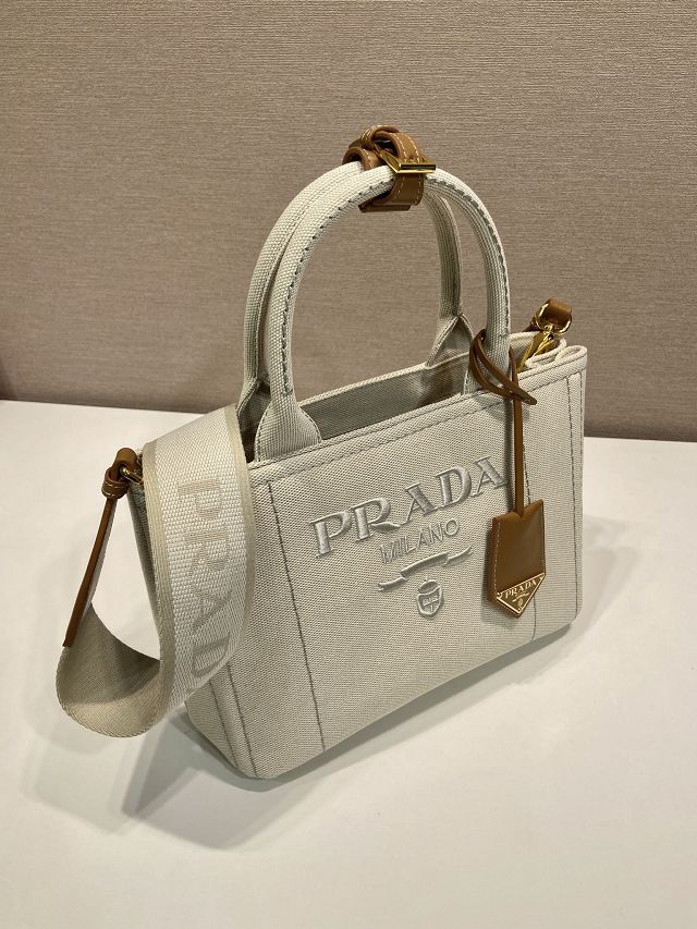 Prada original canvas jardiniere small handbag 1BG464 white