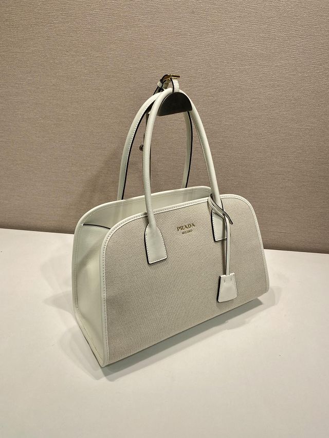 Prada original canvas top handle bag 1BG572 white