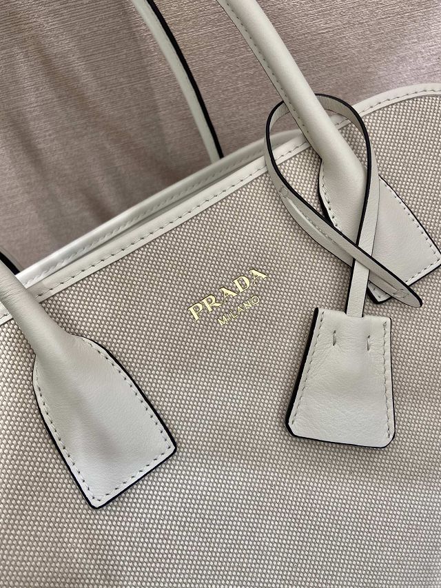 Prada original canvas top handle bag 1BG572 white