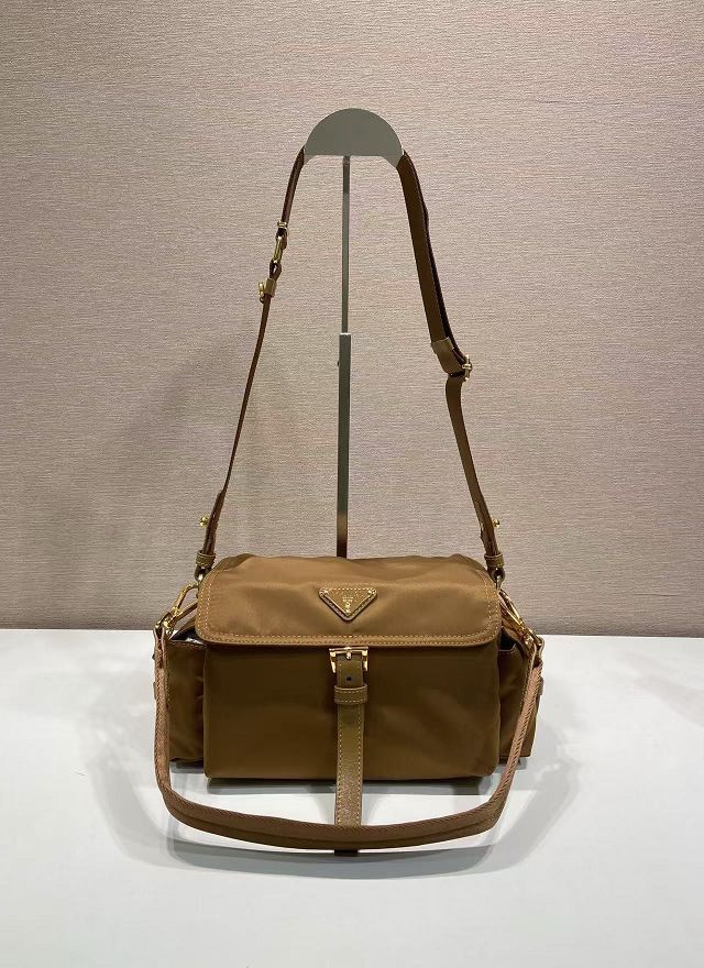 Prada original nylon explore medium shoulder bag 1BD394 brown