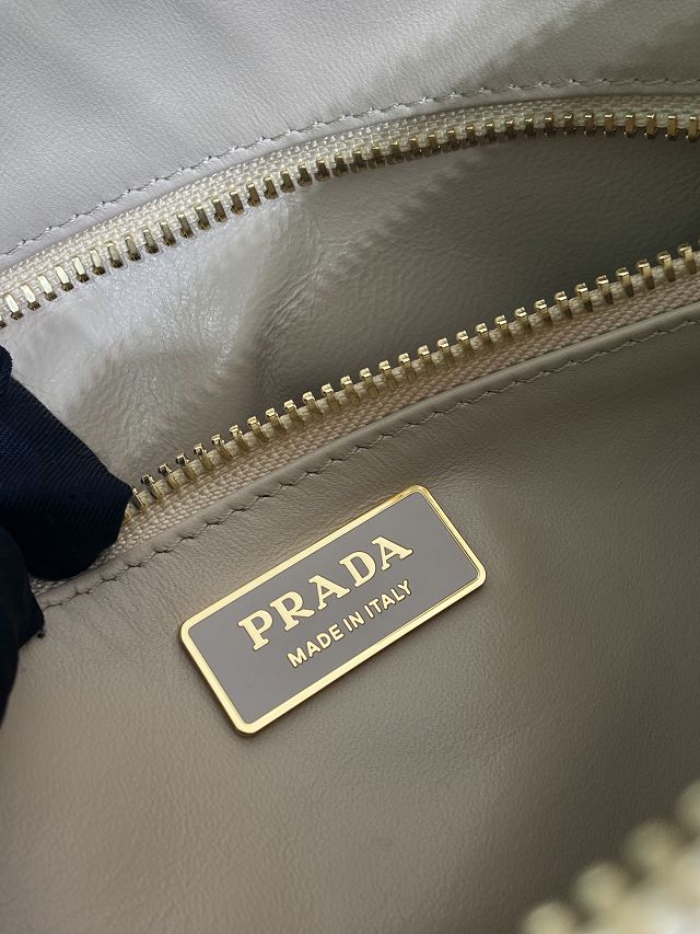 Prada original soft calfskin aimee large shoulder bag 1BC228 beige