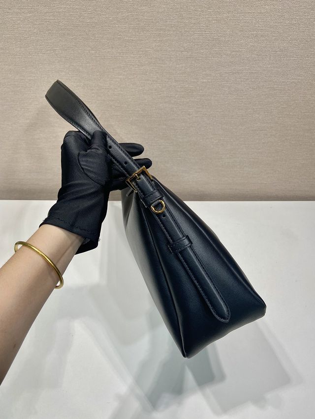 Prada original soft calfskin aimee large shoulder bag 1BC228 black