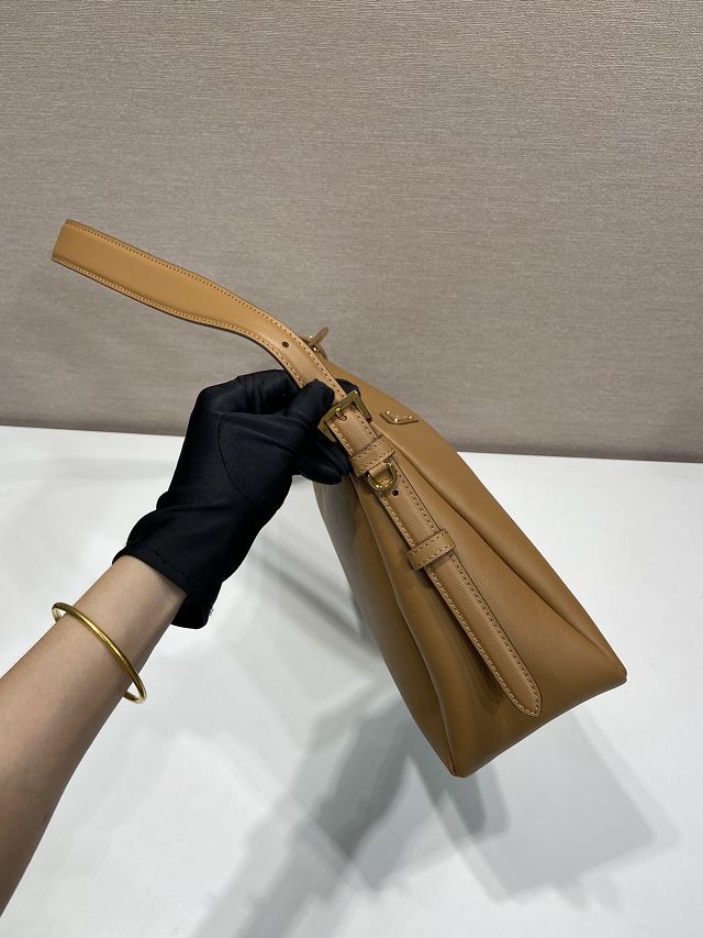 Prada original soft calfskin aimee large shoulder bag 1BC228 caramel
