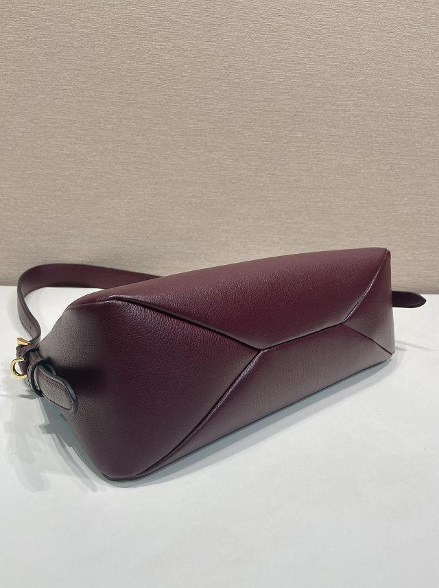 Prada original soft calfskin aimee medium shoulder bag 1BC229 burgundy