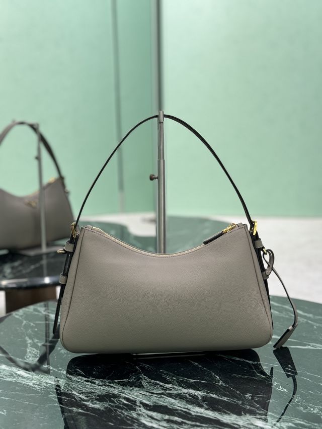 Prada original soft calfskin aimee medium shoulder bag 1BC229 grey