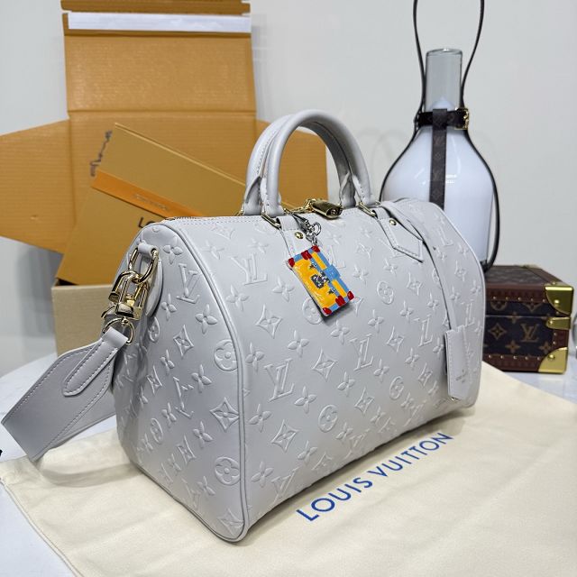Louis vuitton original calfskin speedy soft 30 handbag M25670 grey